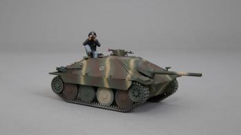 Image of Hetzer in Three-Tone Camouflage with German cross decal--tank and tank commander figure--RETIRED--LAST FIVE!!