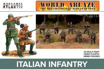 28mm World Ablaze WWII 1939-45 Italian Infantry32 unpainted multi-pose plastic figures #45651