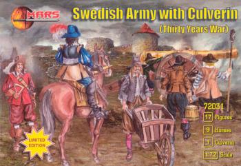 1/72 Thirty Years War Swedish Army with Culverin (Large Siege Gun)--19 figures in 12 poses, 9 horses, and 1 gun--AWAITING RESTOCK. 1/72 Thirty Years War Swedish Army with Culverin (Large Siege Gun)--19 figures in 12 poses, 9 horses, and 1 gun--AWAITING RESTOCK. #45803