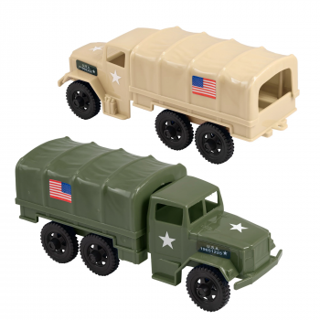 TimMee Plastic Army Men Trucks--M34 Deuce and a Half Cargo Vehicles (OD Green and Tan) #43334