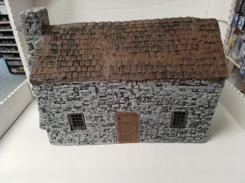 Stone Building 18th Century (fully painted)- Approx 12 x 8 x 6.5 inches--AWAITING RESTOCK. #46467