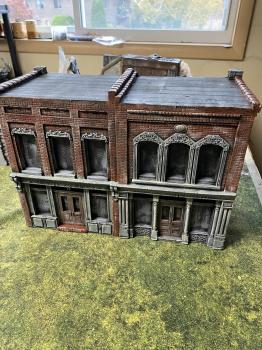 Two Story Storefront--Painted 15 in. L x 10.5 in. H x 7 in.--THREE IN STOCK. #12663