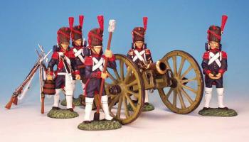 6" Howitzer, with Five Man Crew Firing,Foot Artillery of the Guard, French Army--cannon, five figures, & accessories--RETIRED--LAST ONE!! #1118